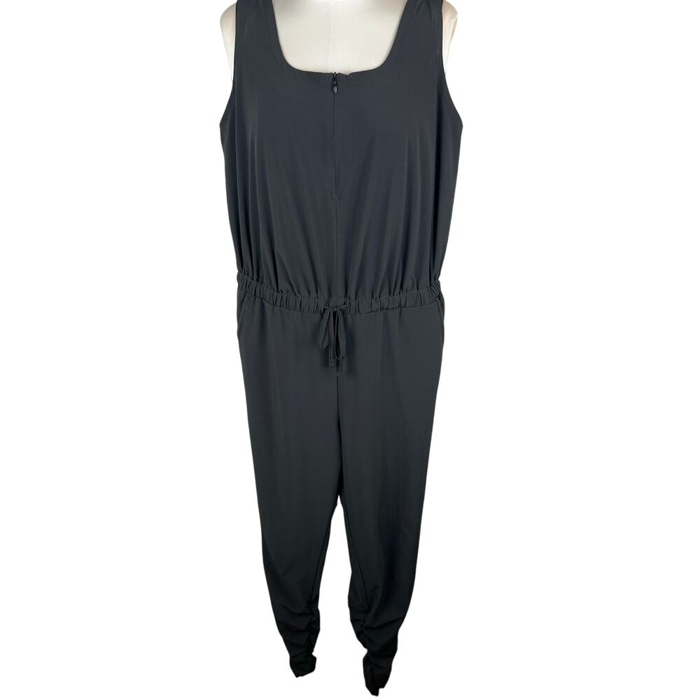 prAna Black Sleeveless Zip Front Drawstring Jogger Jumpsuit Size M